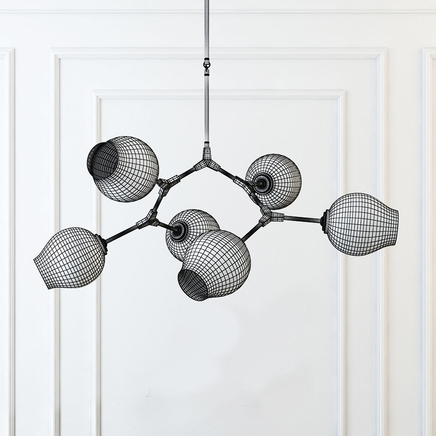 Chandelier  branching bubble chandelier 6 milk 3D model_1