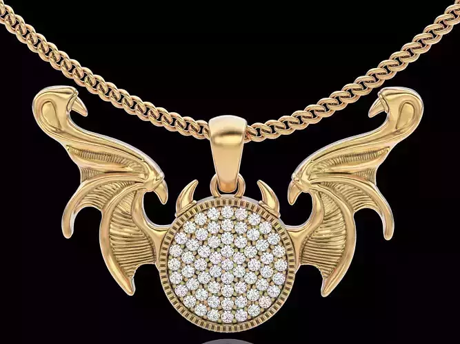 Fantasy wings  gold printable jewelry 3D model