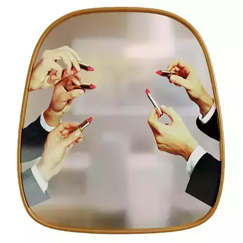 Seletti Mirror Gold Frame Lipsticks mirror 3D model