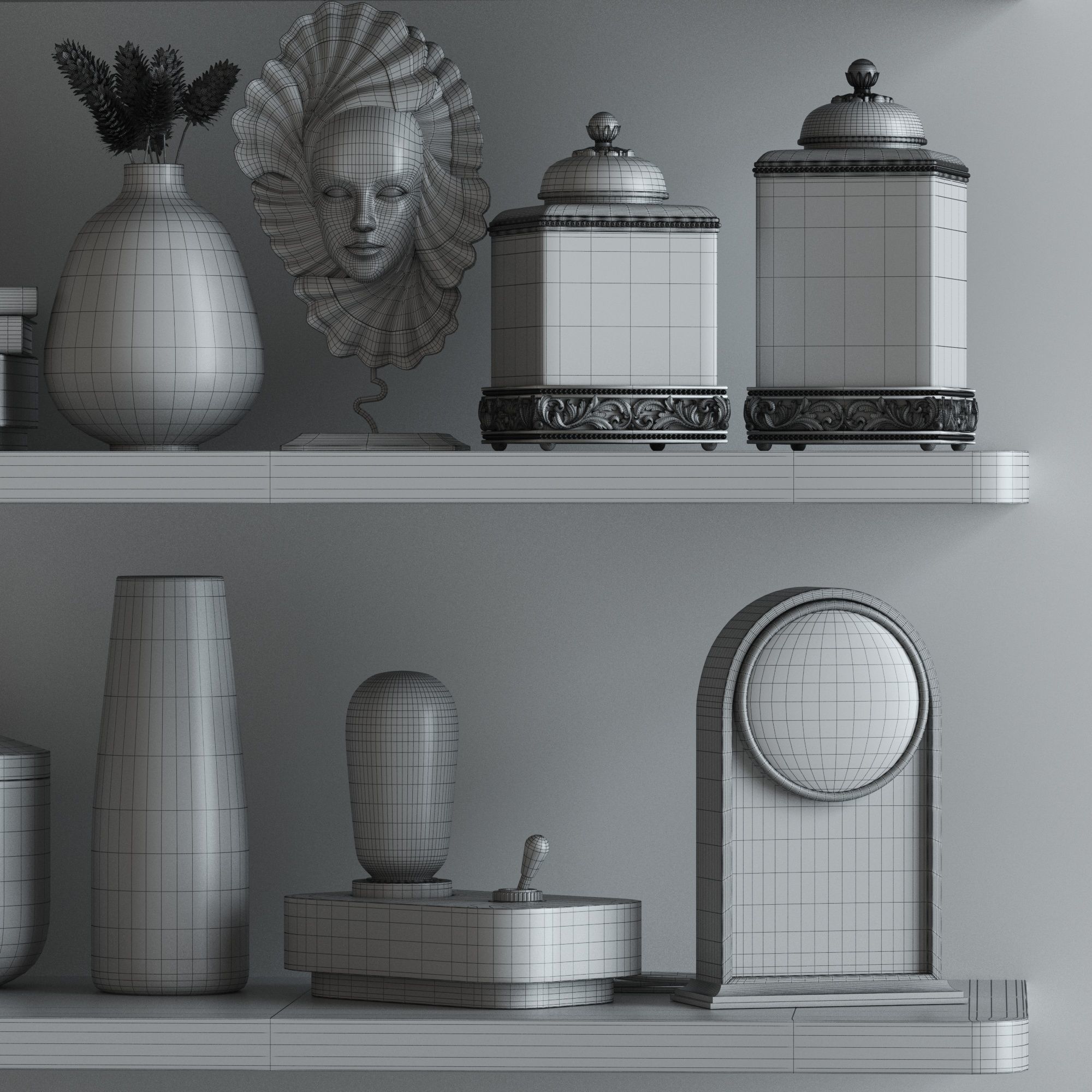 Decorative set eiffel tower shelf 3D model_5