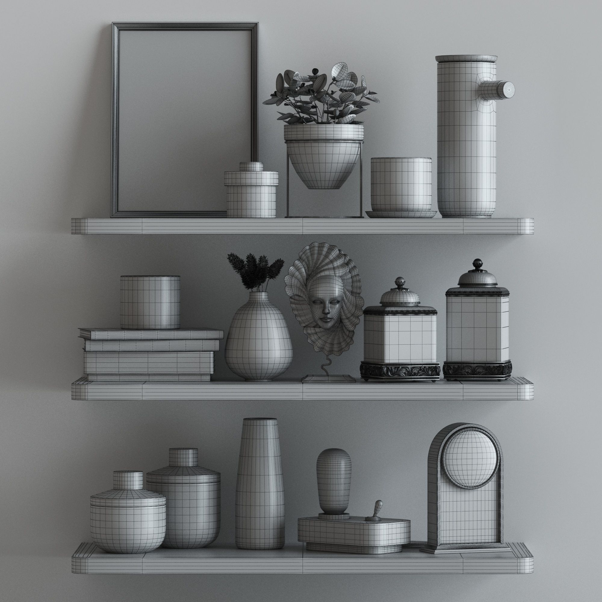 Decorative set eiffel tower shelf 3D model_4