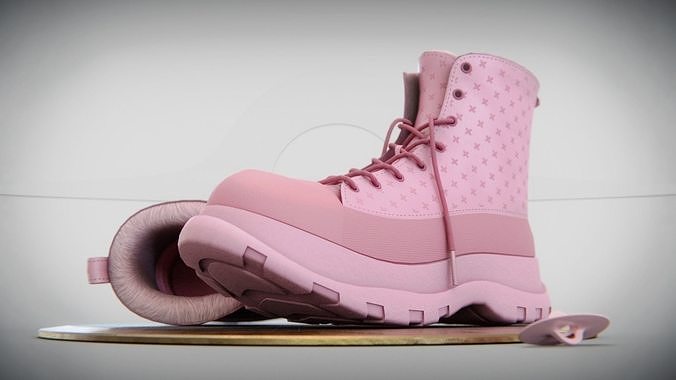 Pink PBR Footware Urban PBR Boots Low-poly 3D model