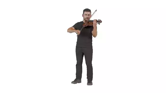 Violin Player - High and Low Poly