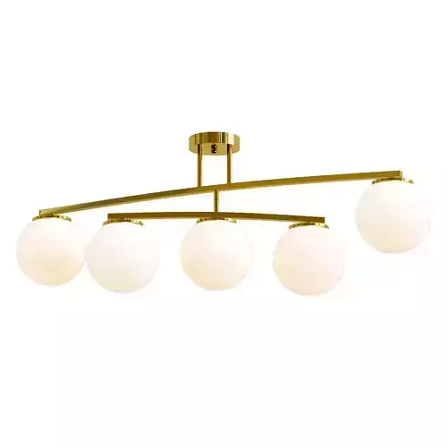 bronx five light brass ceiling fixture with globes