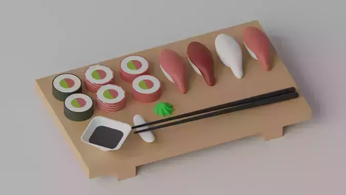 Cartoon Sushi Japanese Food Set
