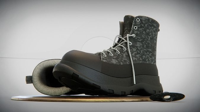 Camo PBR Footware Urban PBR Boots Low-poly 3D model