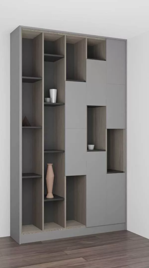 BookShelfGRAY bookcase with shelves and drawers Free 3D model