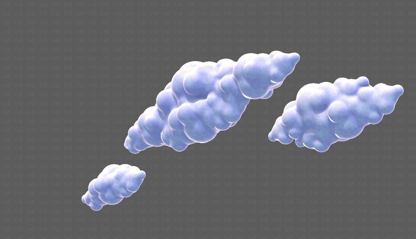 Clouds cartoon V03 Low-poly 3D model_24