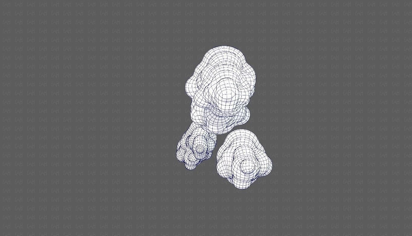 Clouds cartoon V03 Low-poly 3D model_11