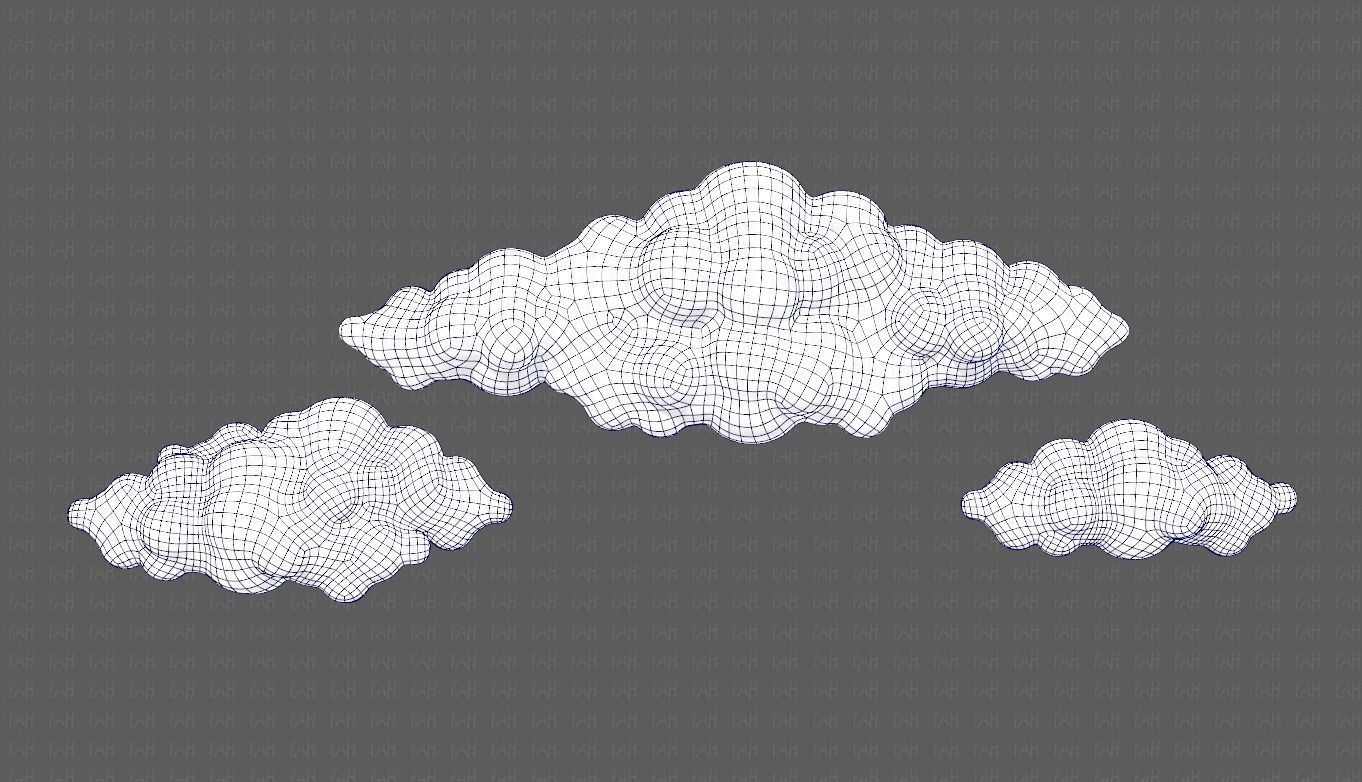 Clouds cartoon V03 Low-poly 3D model_13