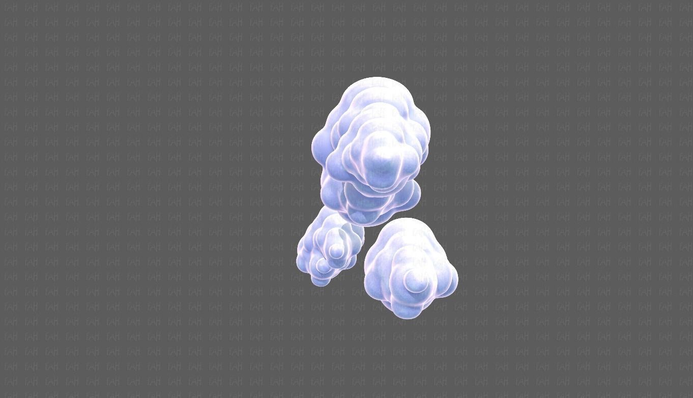 Clouds cartoon V03 Low-poly 3D model_3