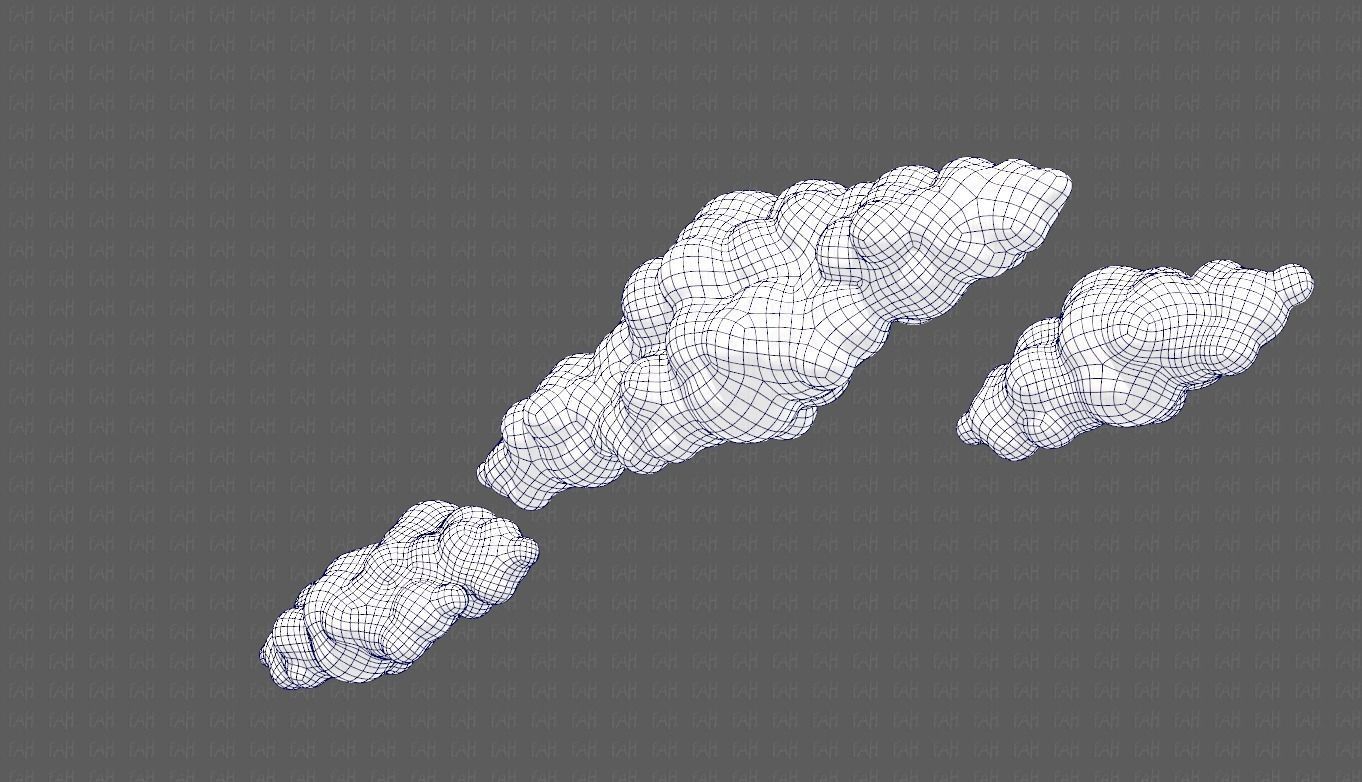 Clouds cartoon V03 Low-poly 3D model_28