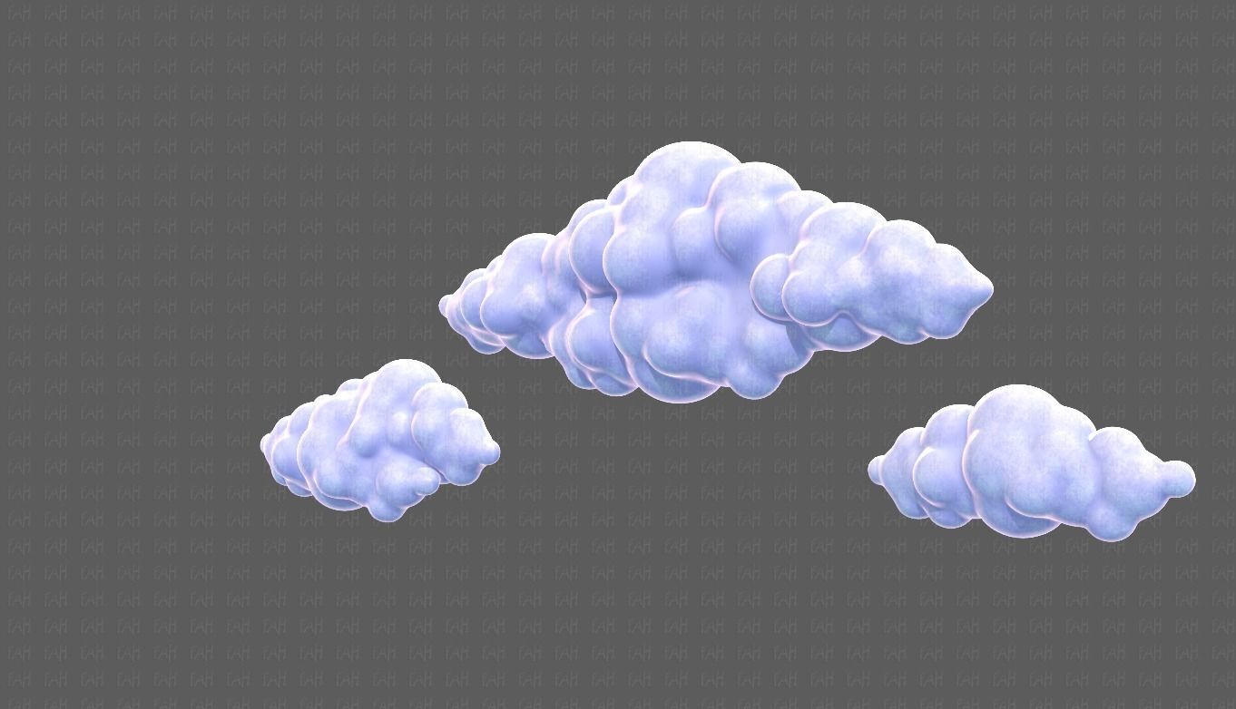 Clouds cartoon V03 Low-poly 3D model_4