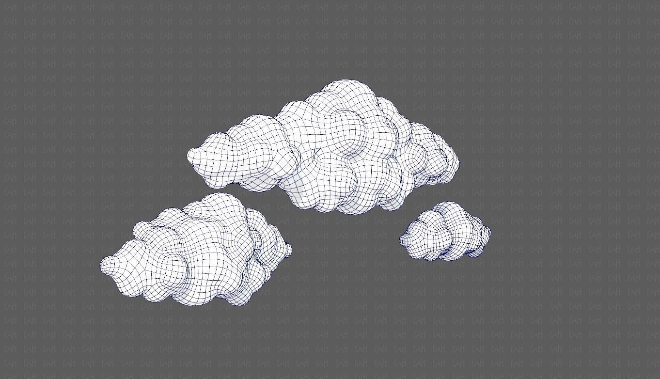 Clouds cartoon V03 Low-poly 3D model_14