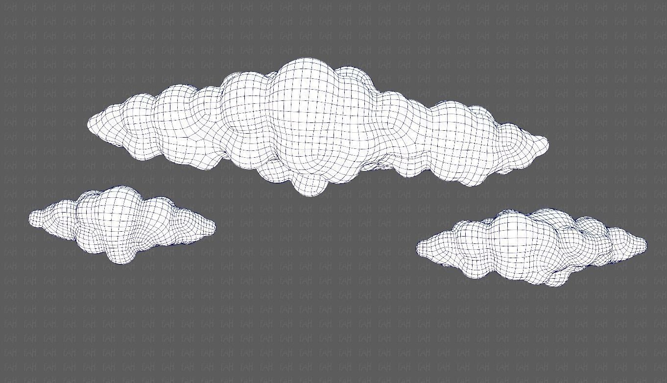 Clouds cartoon V03 Low-poly 3D model_40