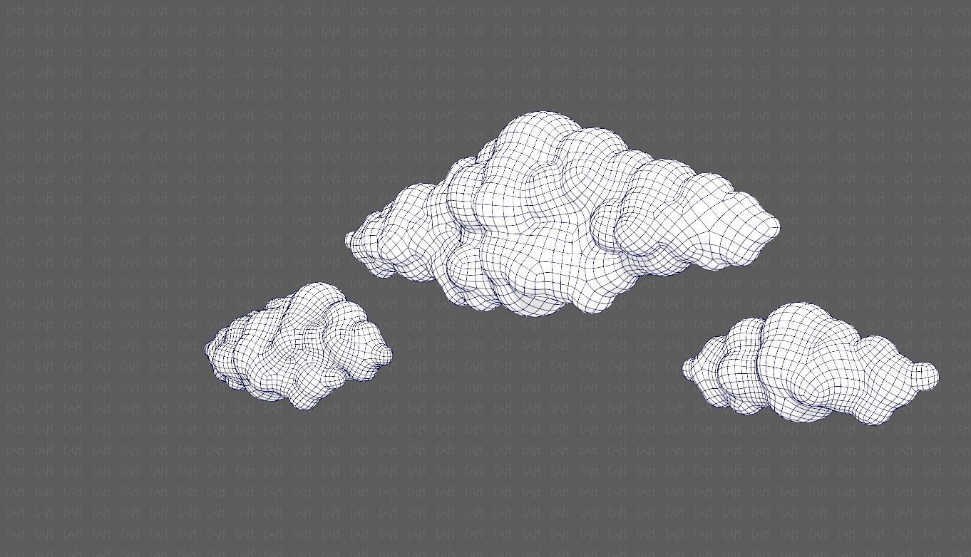 Clouds cartoon V03 Low-poly 3D model_12