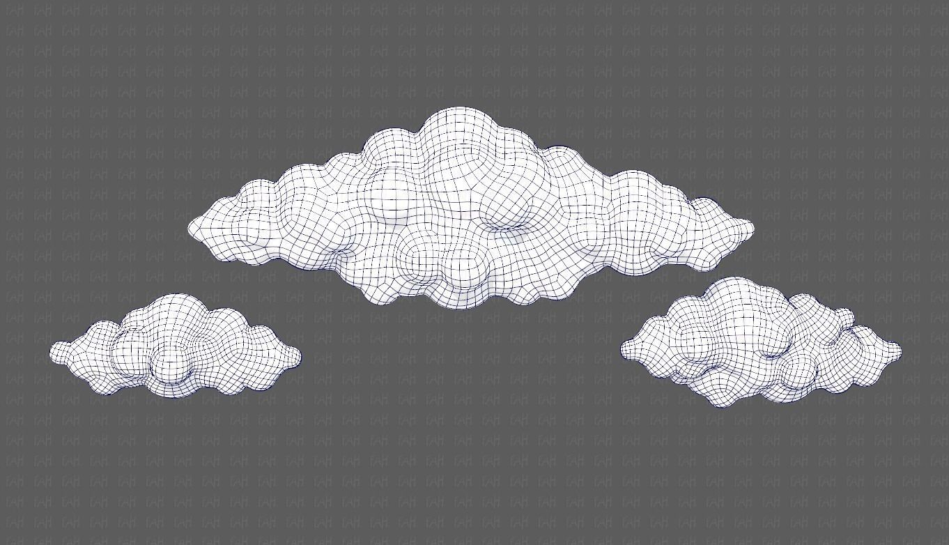 Clouds cartoon V03 Low-poly 3D model_9