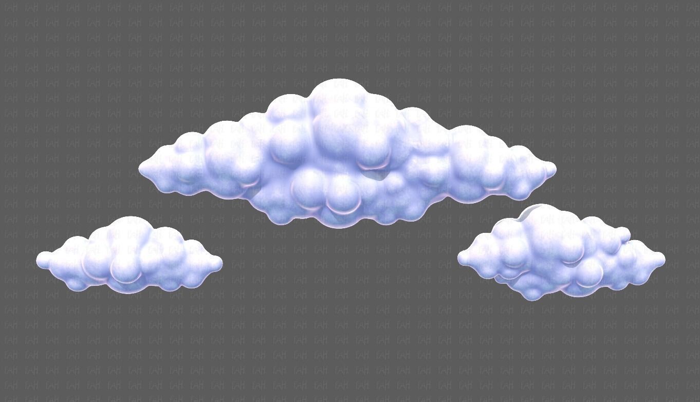 Clouds cartoon V03 Low-poly 3D model_1