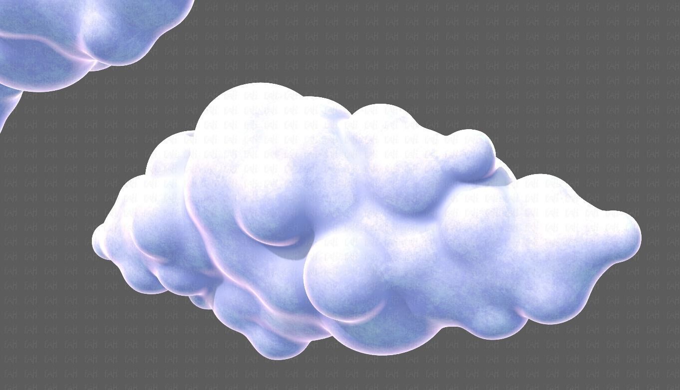 Clouds cartoon V03 Low-poly 3D model_35