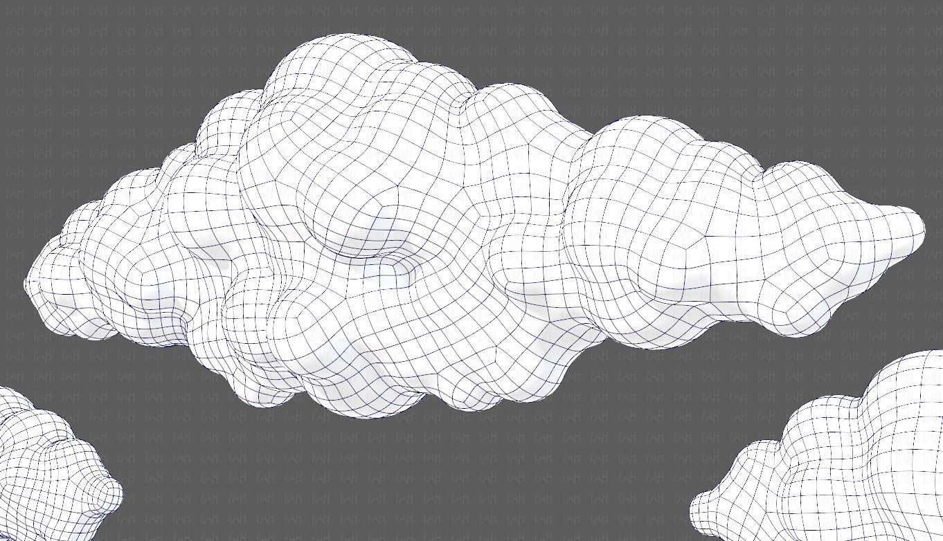 Clouds cartoon V03 Low-poly 3D model_34