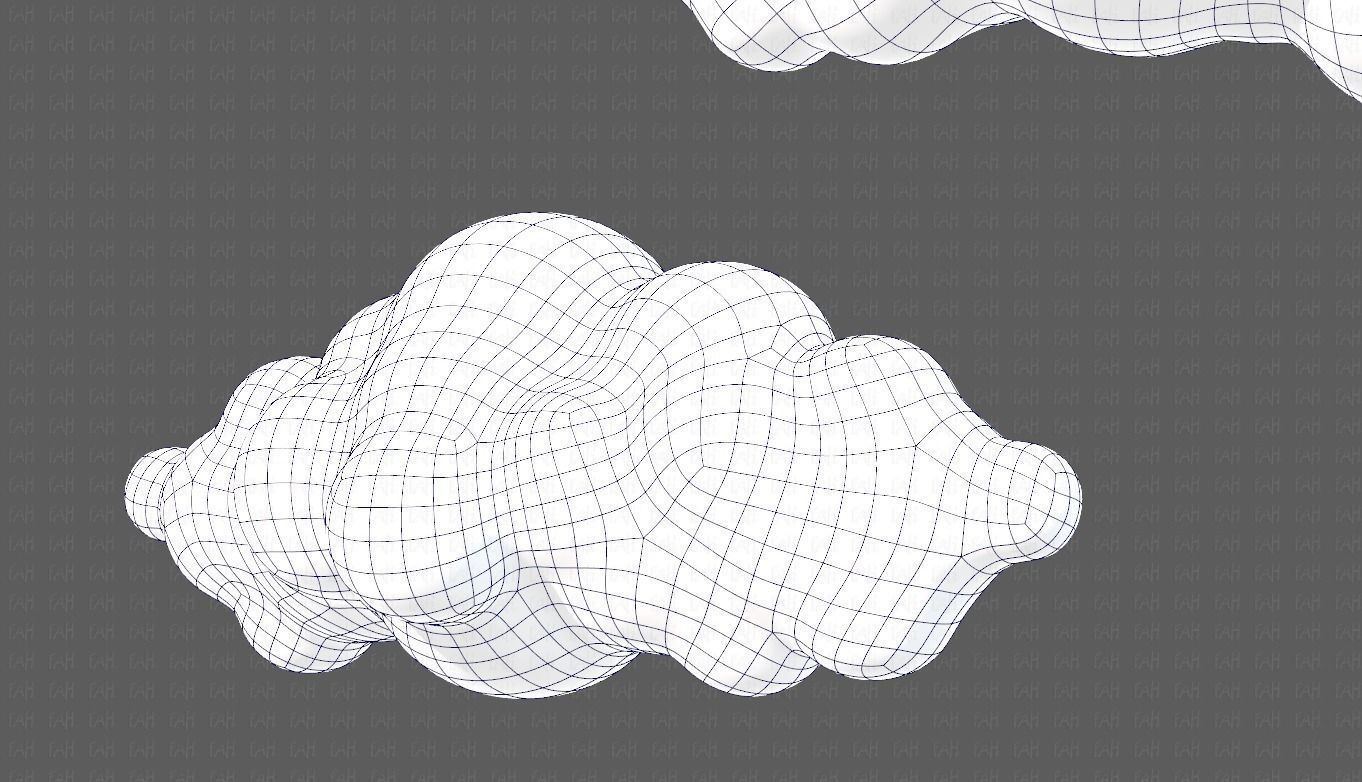 Clouds cartoon V03 Low-poly 3D model_38