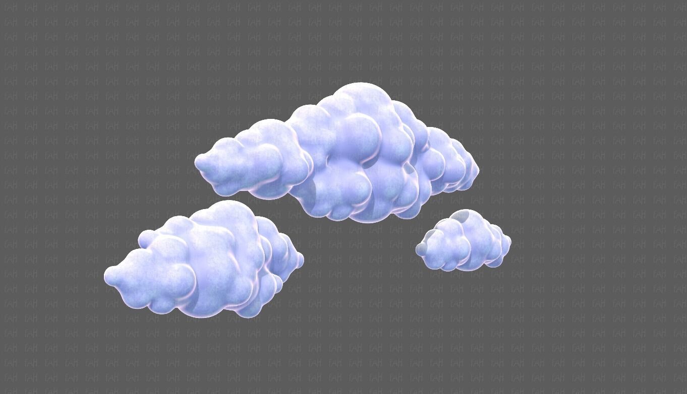 Clouds cartoon V03 Low-poly 3D model_5