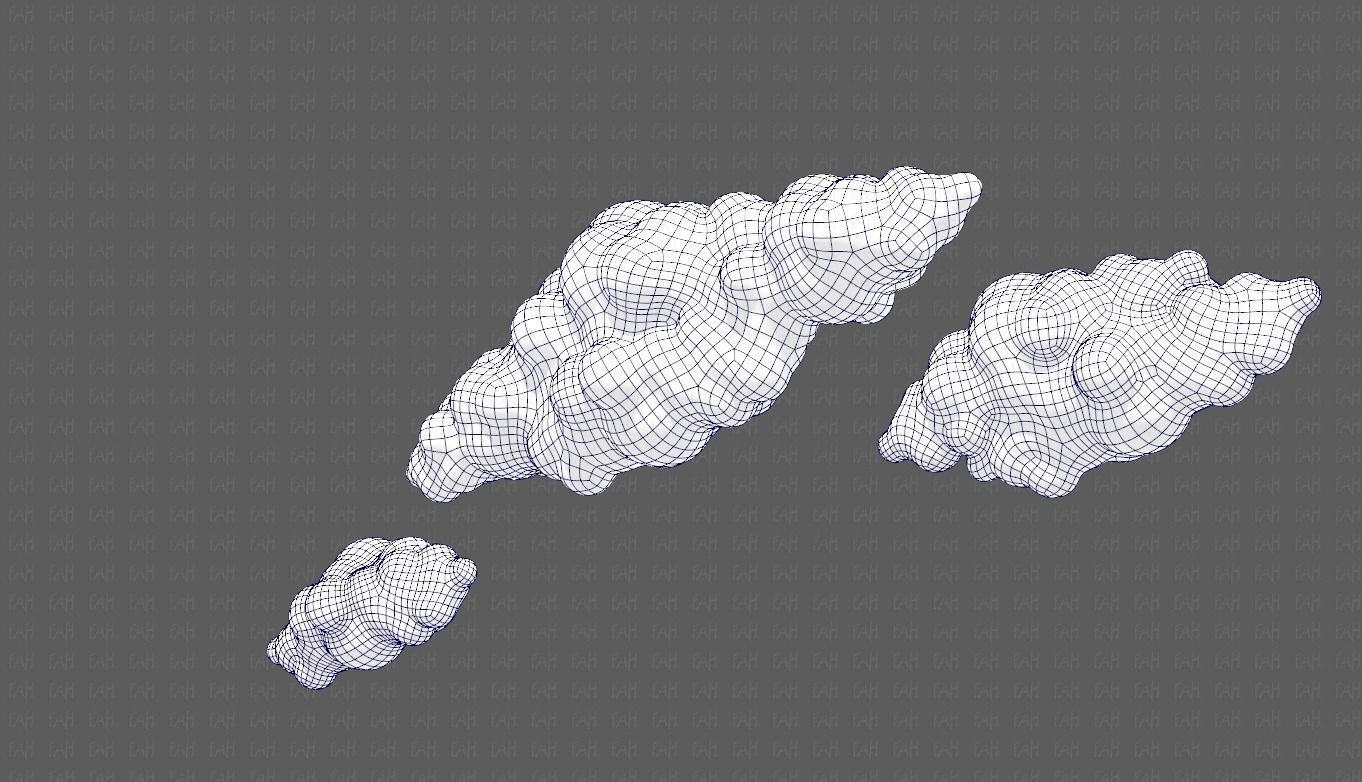 Clouds cartoon V03 Low-poly 3D model_32