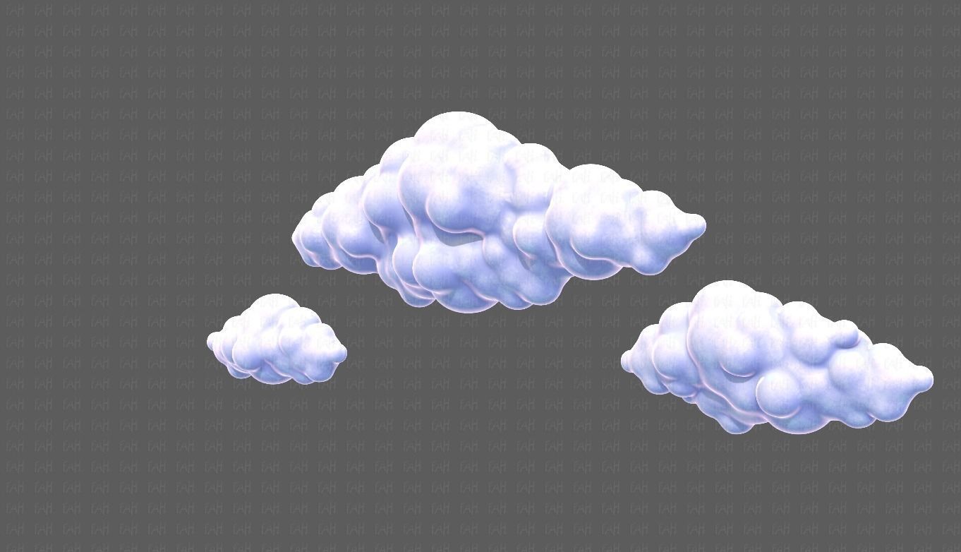 Clouds cartoon V03 Low-poly 3D model_8