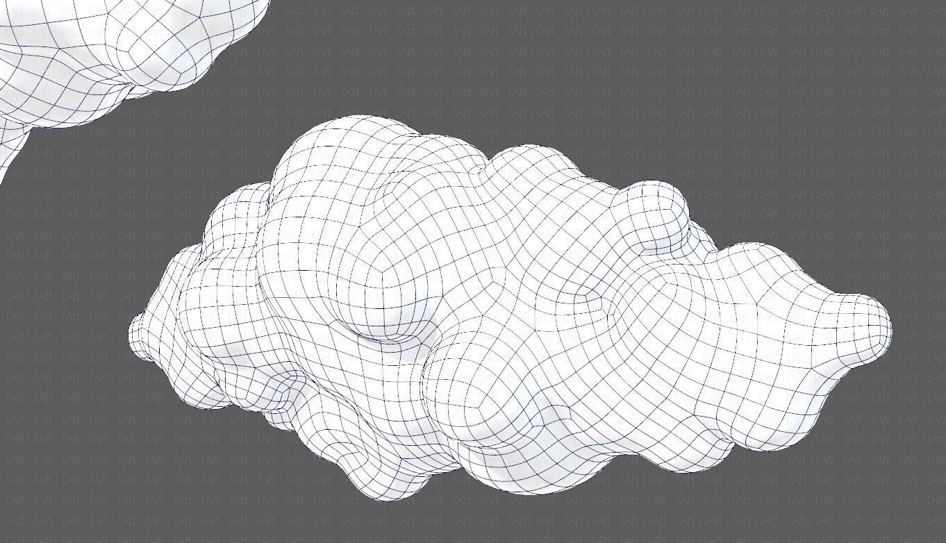 Clouds cartoon V03 Low-poly 3D model_36