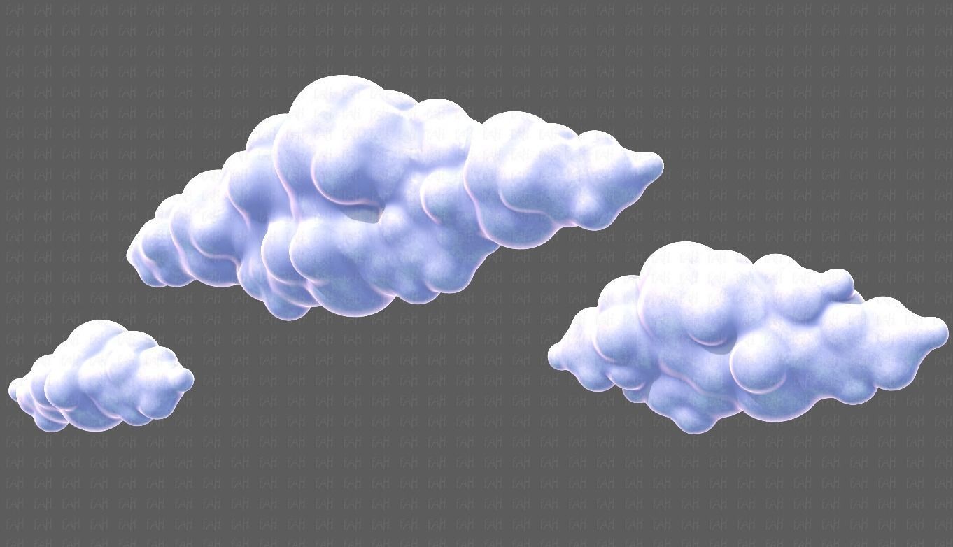 Clouds cartoon V03 Low-poly 3D model_41