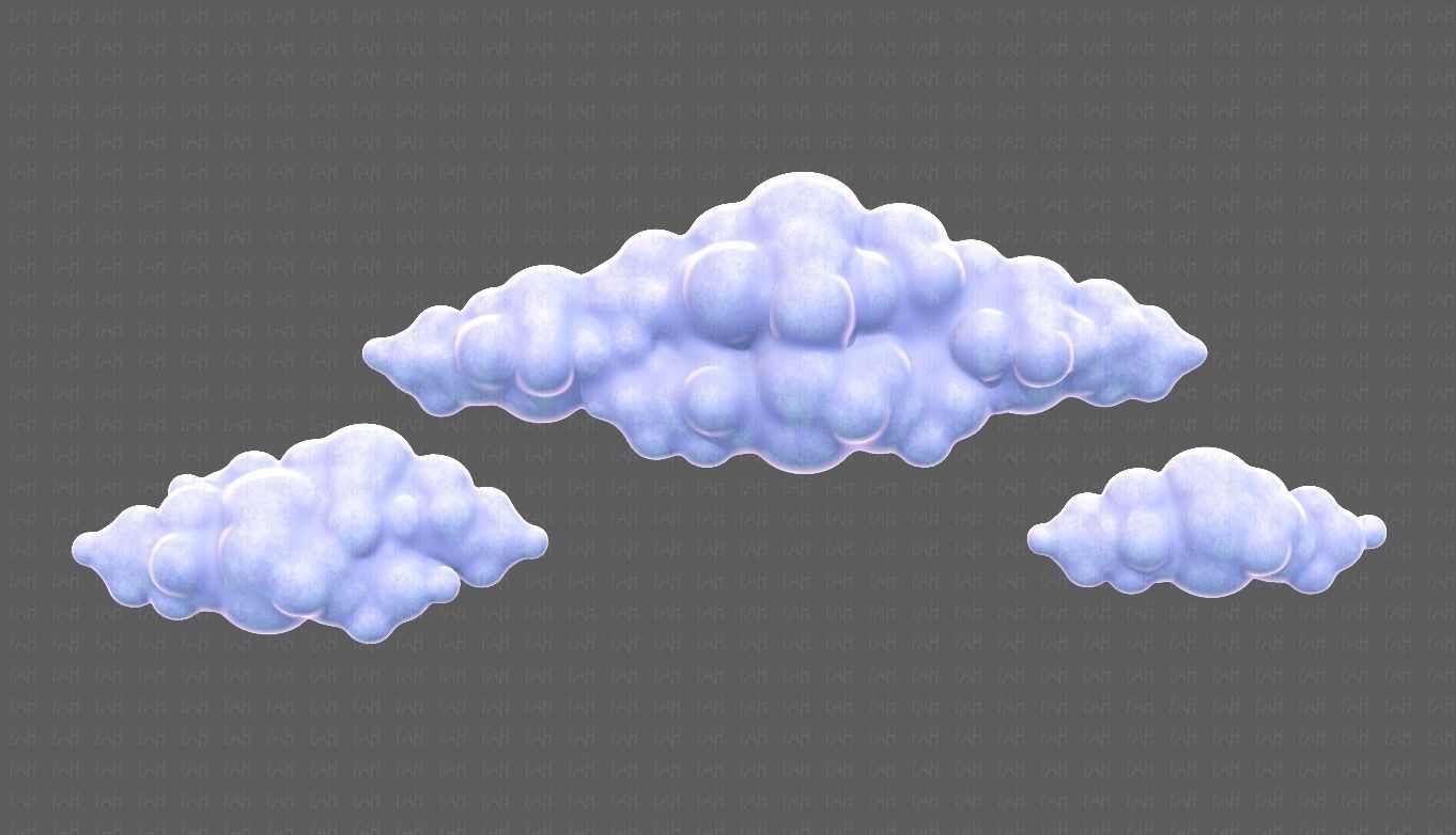 Clouds cartoon V03 Low-poly 3D model_6