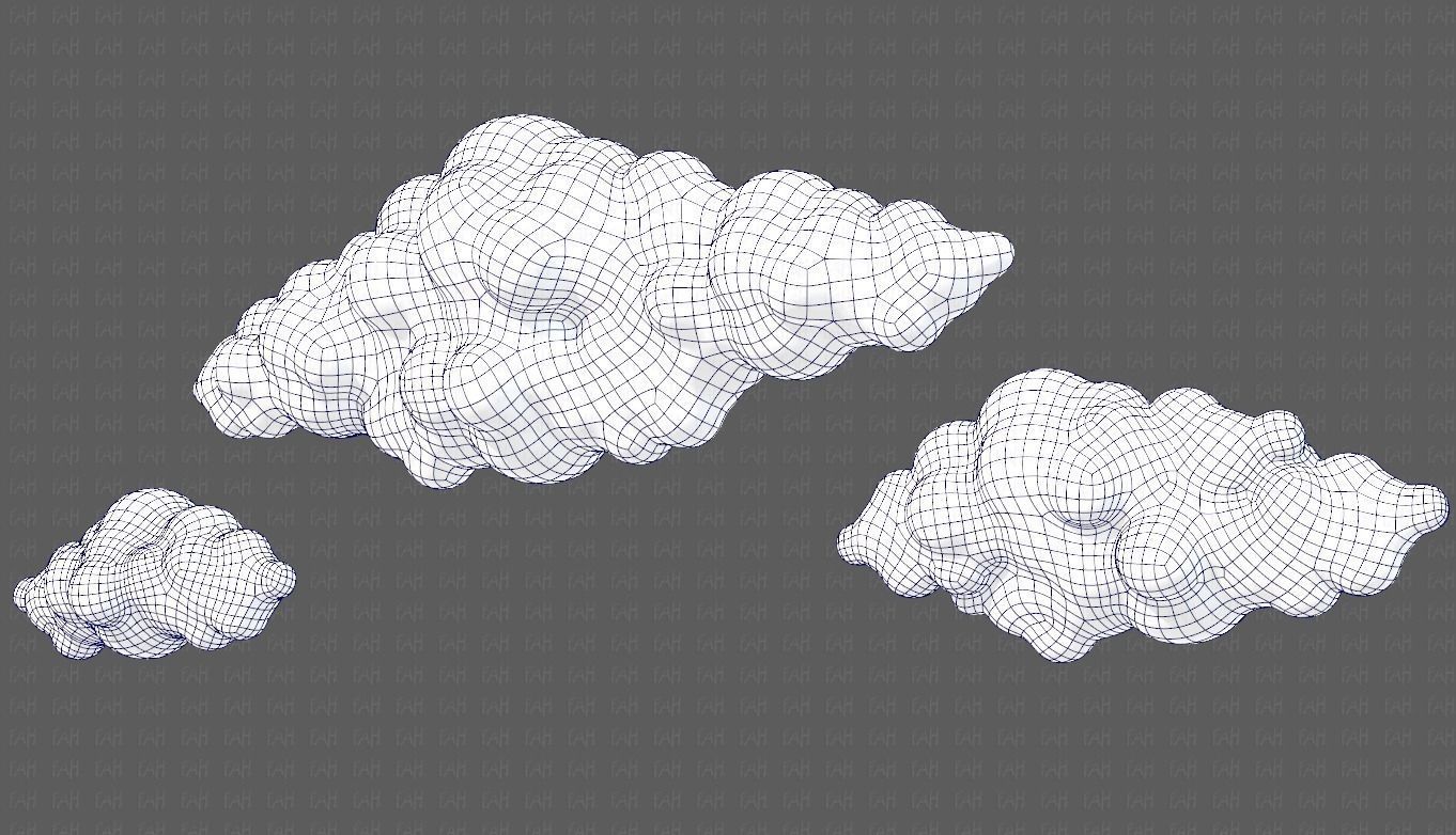 Clouds cartoon V03 Low-poly 3D model_42