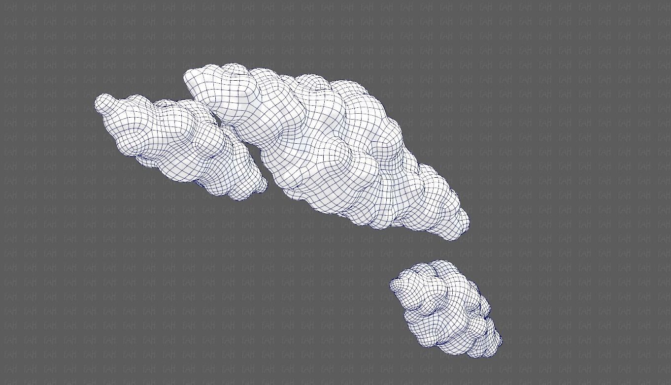 Clouds cartoon V03 Low-poly 3D model_26