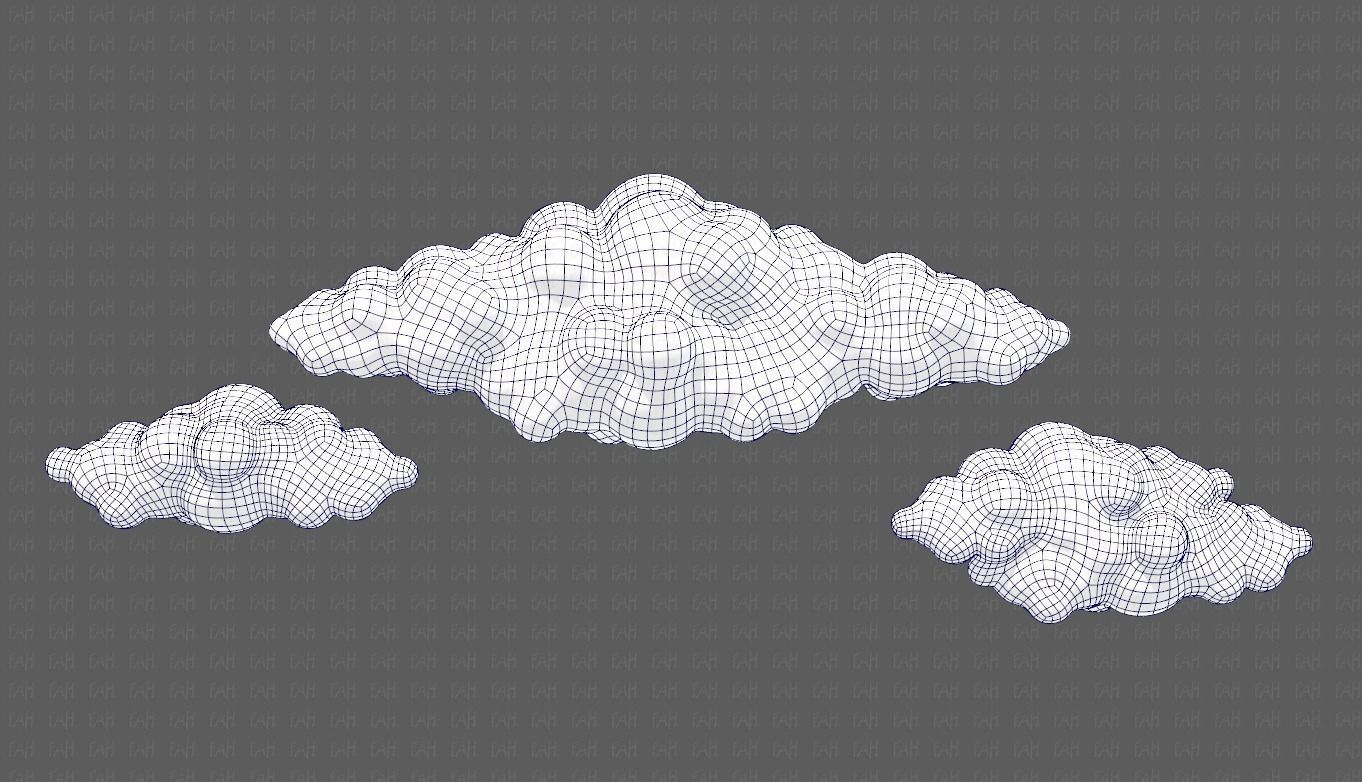 Clouds cartoon V03 Low-poly 3D model_25