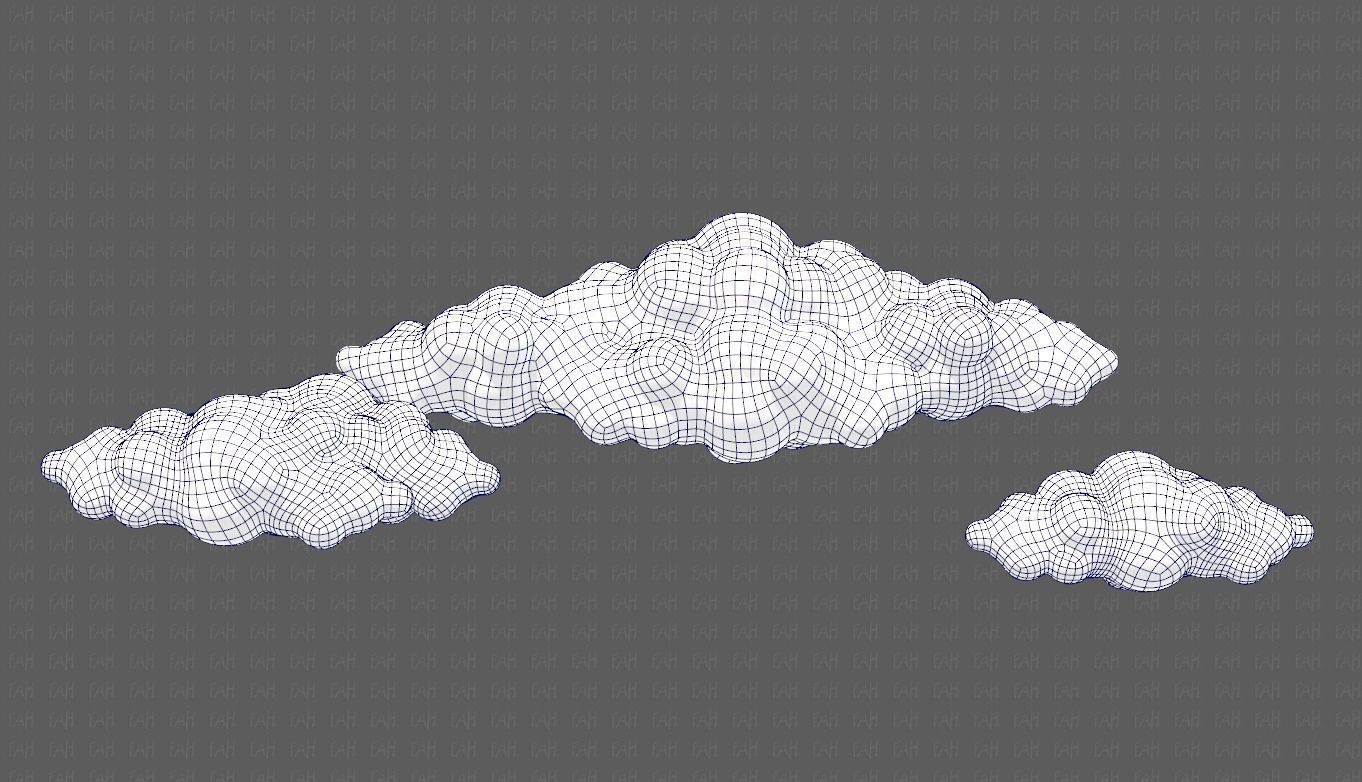 Clouds cartoon V03 Low-poly 3D model_29