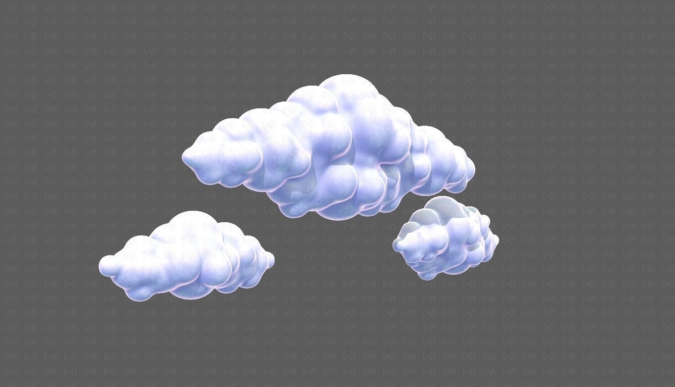 Clouds cartoon V03 Low-poly 3D model_2