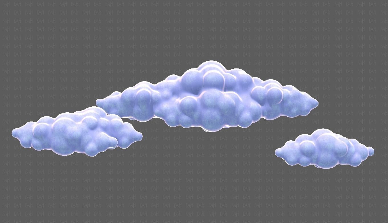 Clouds cartoon V03 Low-poly 3D model_21