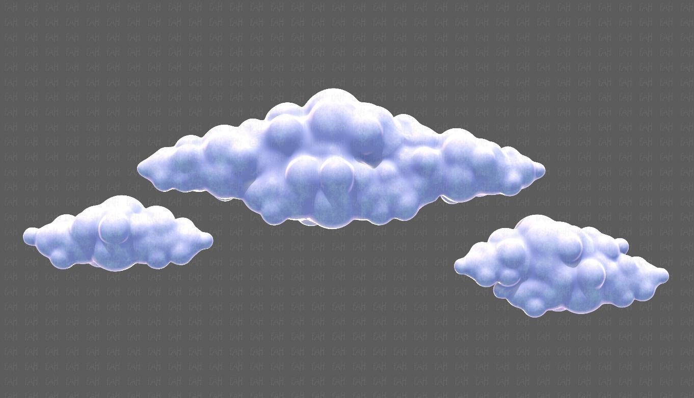 Clouds cartoon V03 Low-poly 3D model_17