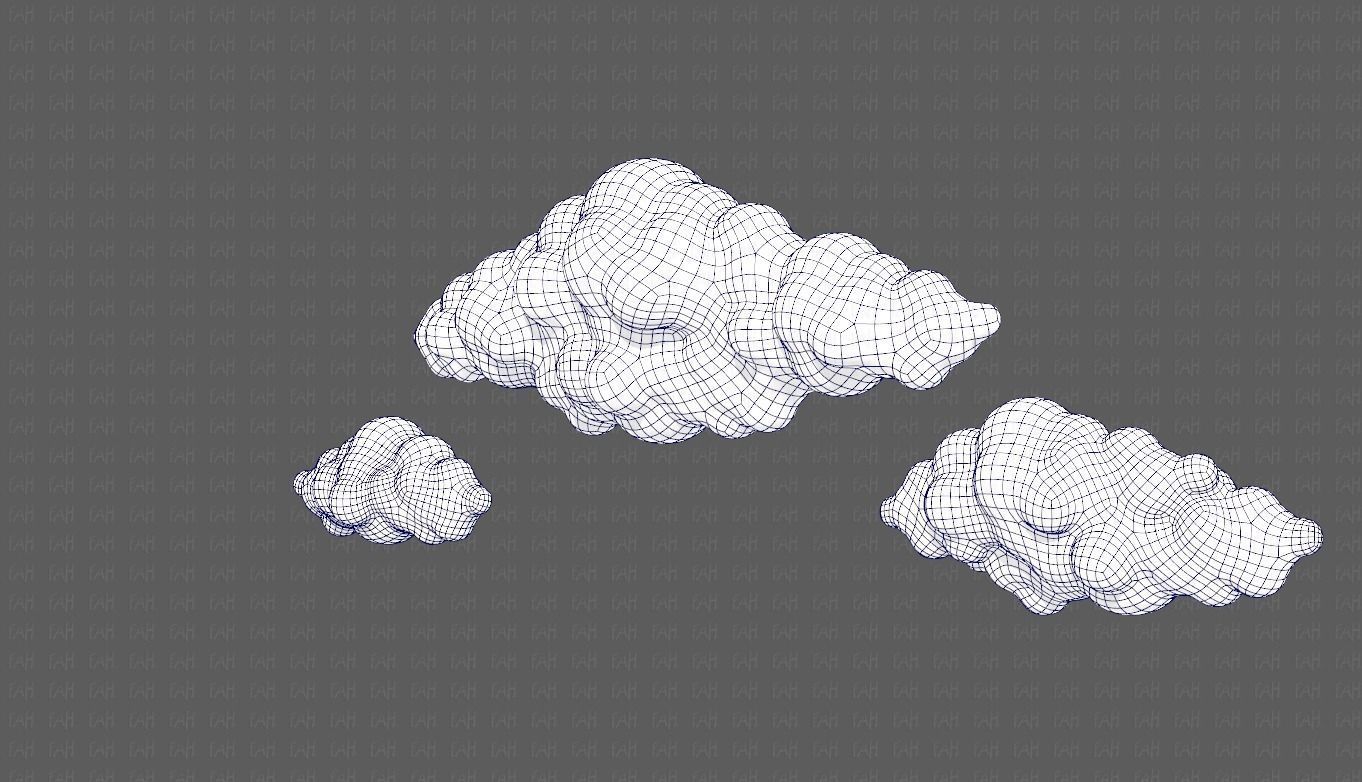 Clouds cartoon V03 Low-poly 3D model_16