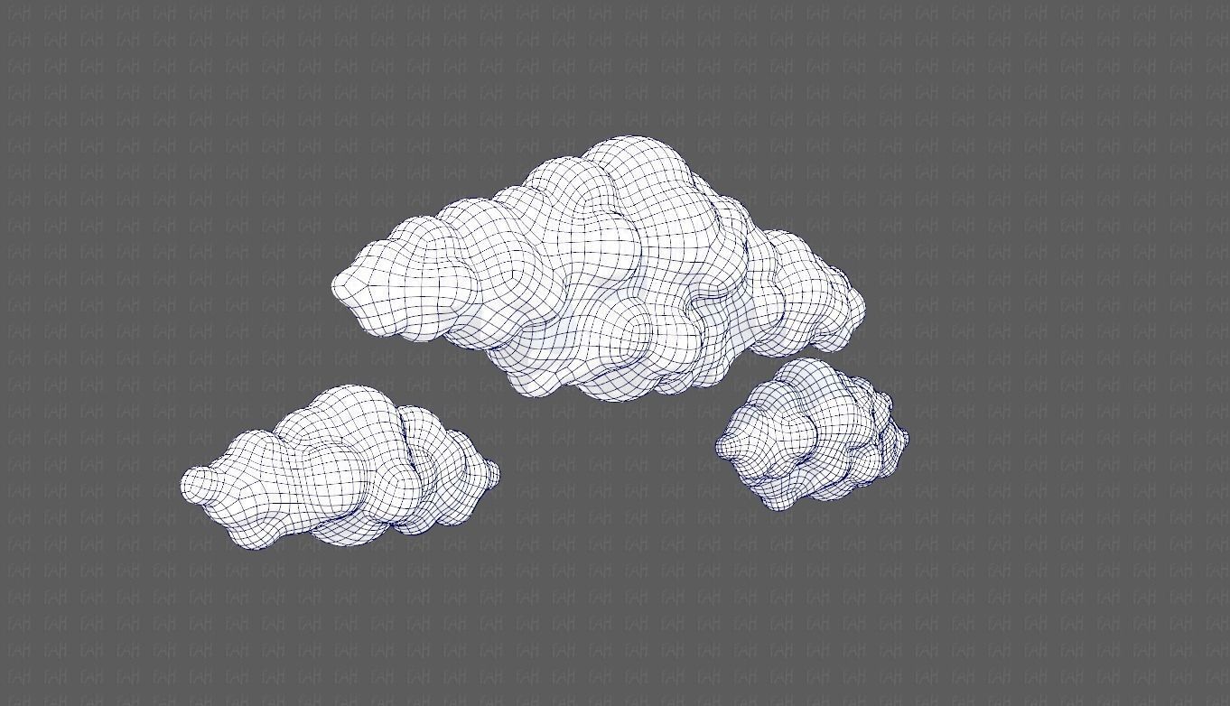 Clouds cartoon V03 Low-poly 3D model_10