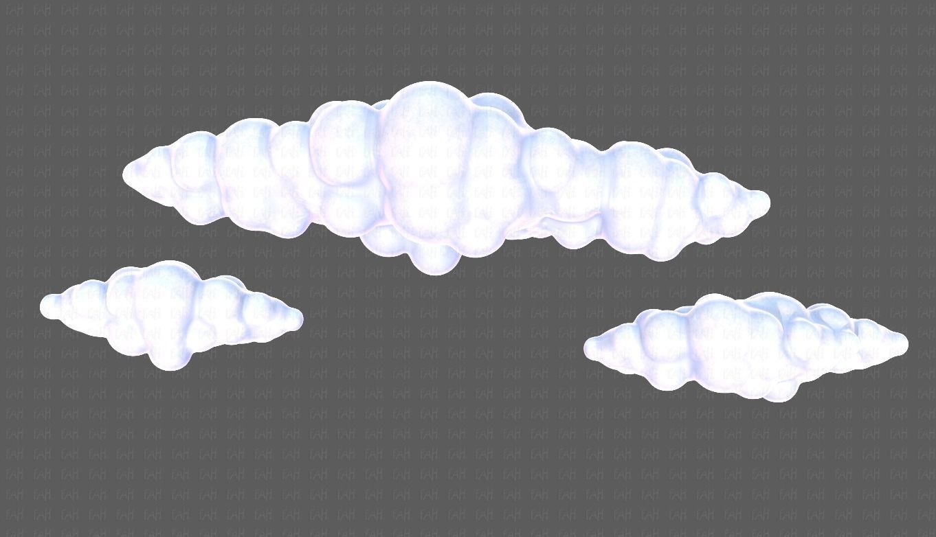 Clouds cartoon V03 Low-poly 3D model_39
