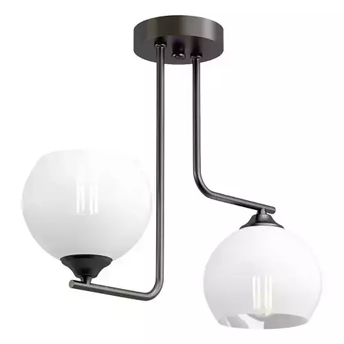 Vitaluce-V4944 two light semi-flush fixture with frosted glass globes