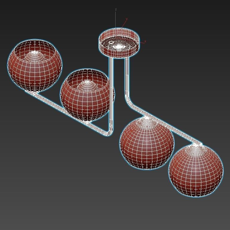 vitaluce-v4944 three light fixtures hanging from metal frame 3D model_3
