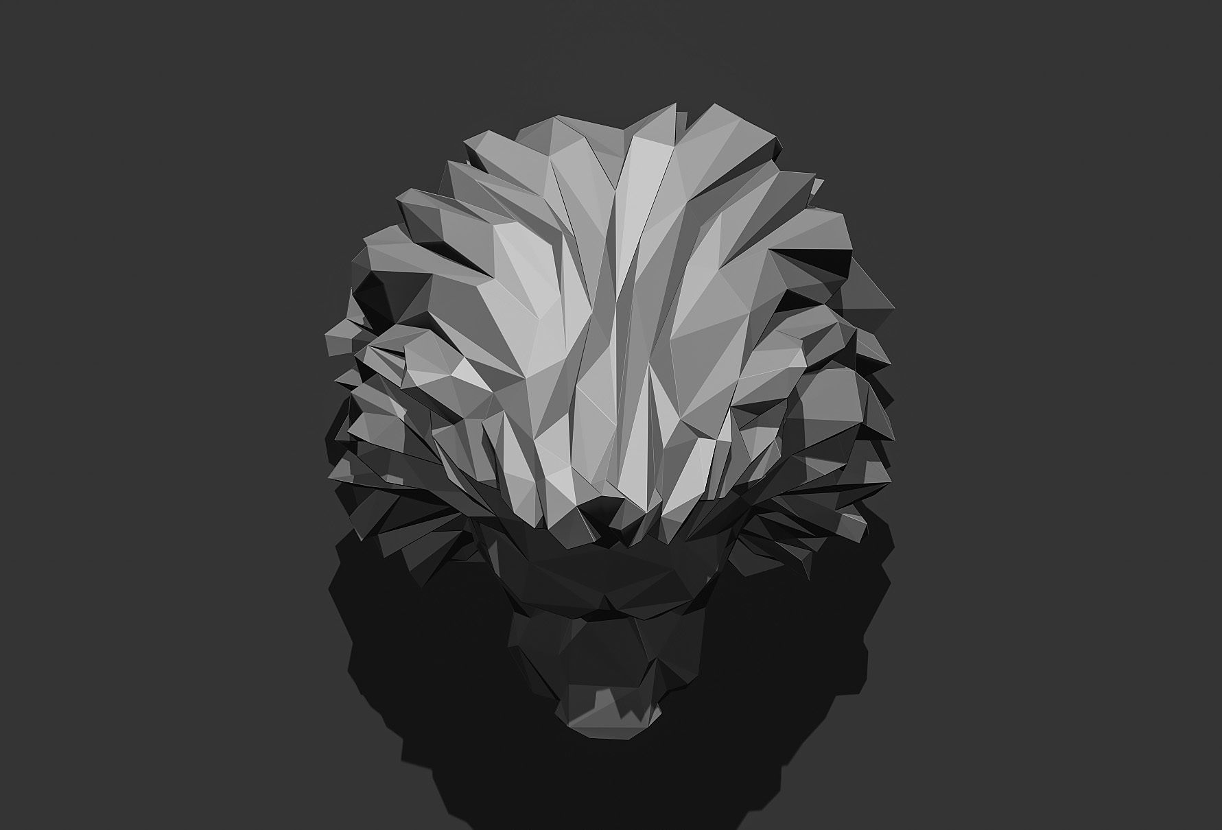 Low poly Lion Head Pendant Papercraft 3D print model_19
