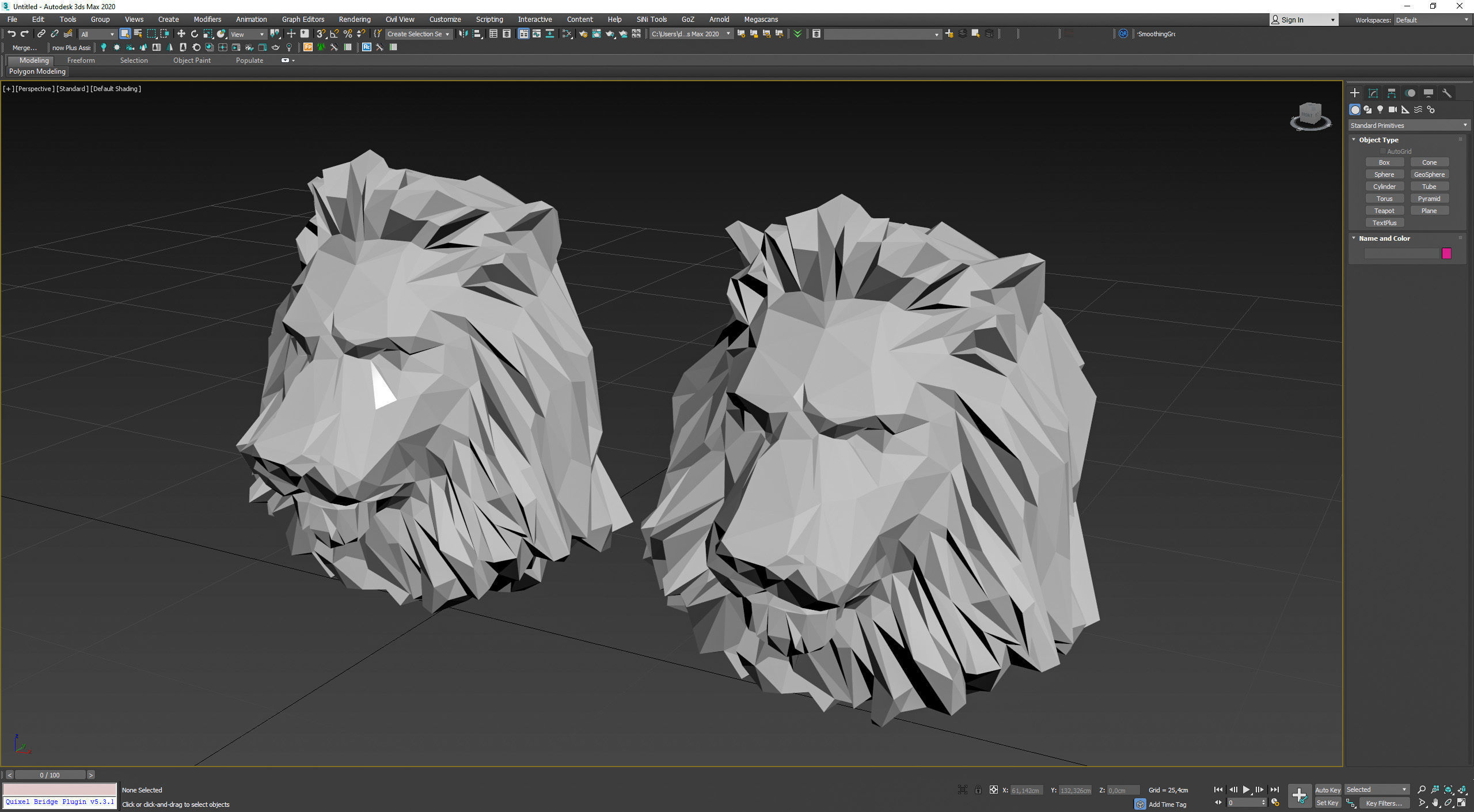 Low poly Lion Head Pendant Papercraft 3D print model_22