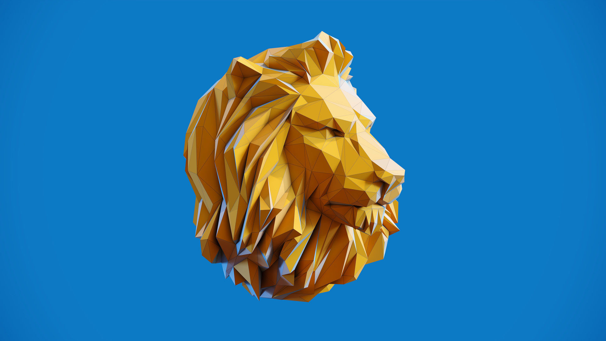 Low poly Lion Head Pendant Papercraft 3D print model_2