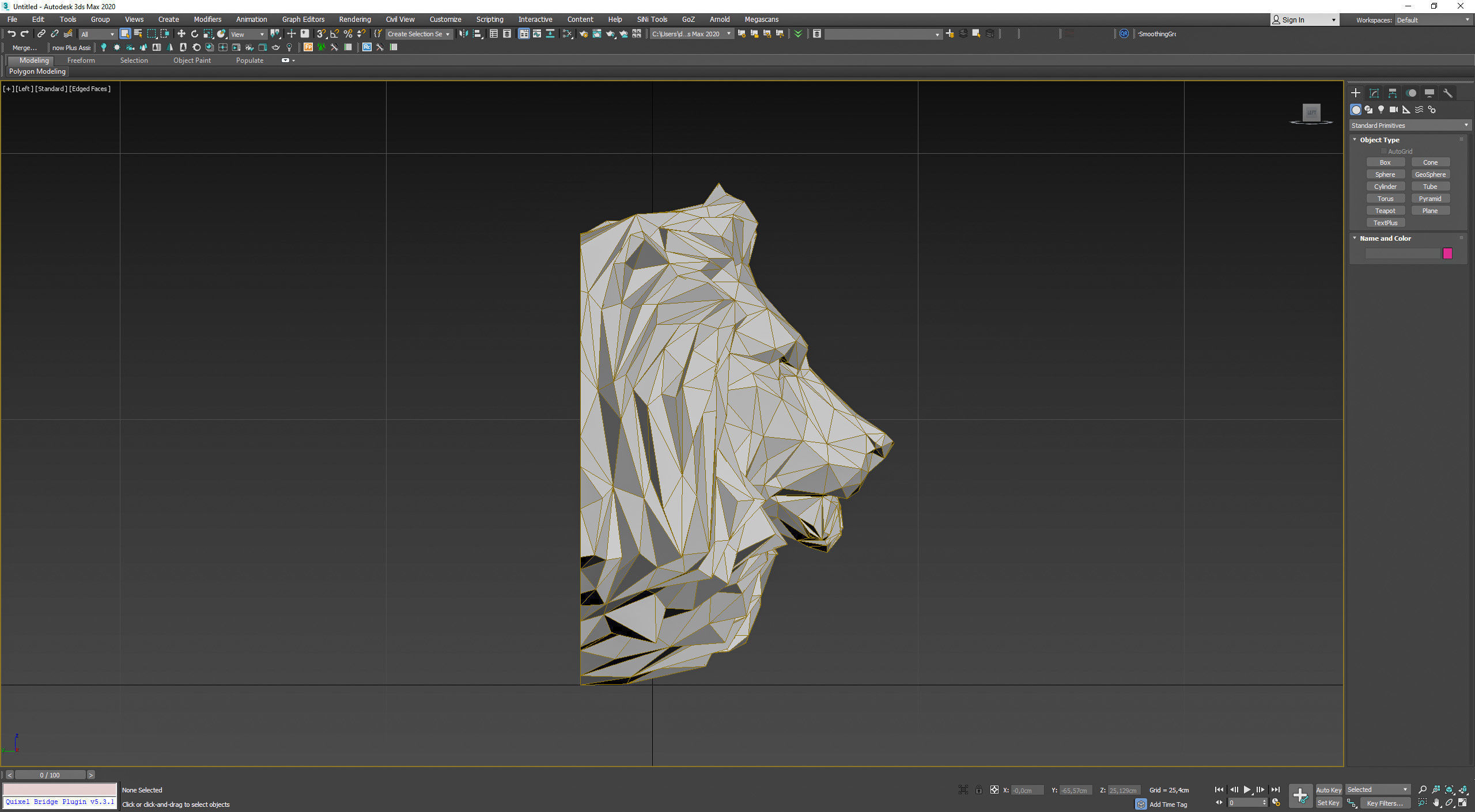 Low poly Lion Head Pendant Papercraft 3D print model_24