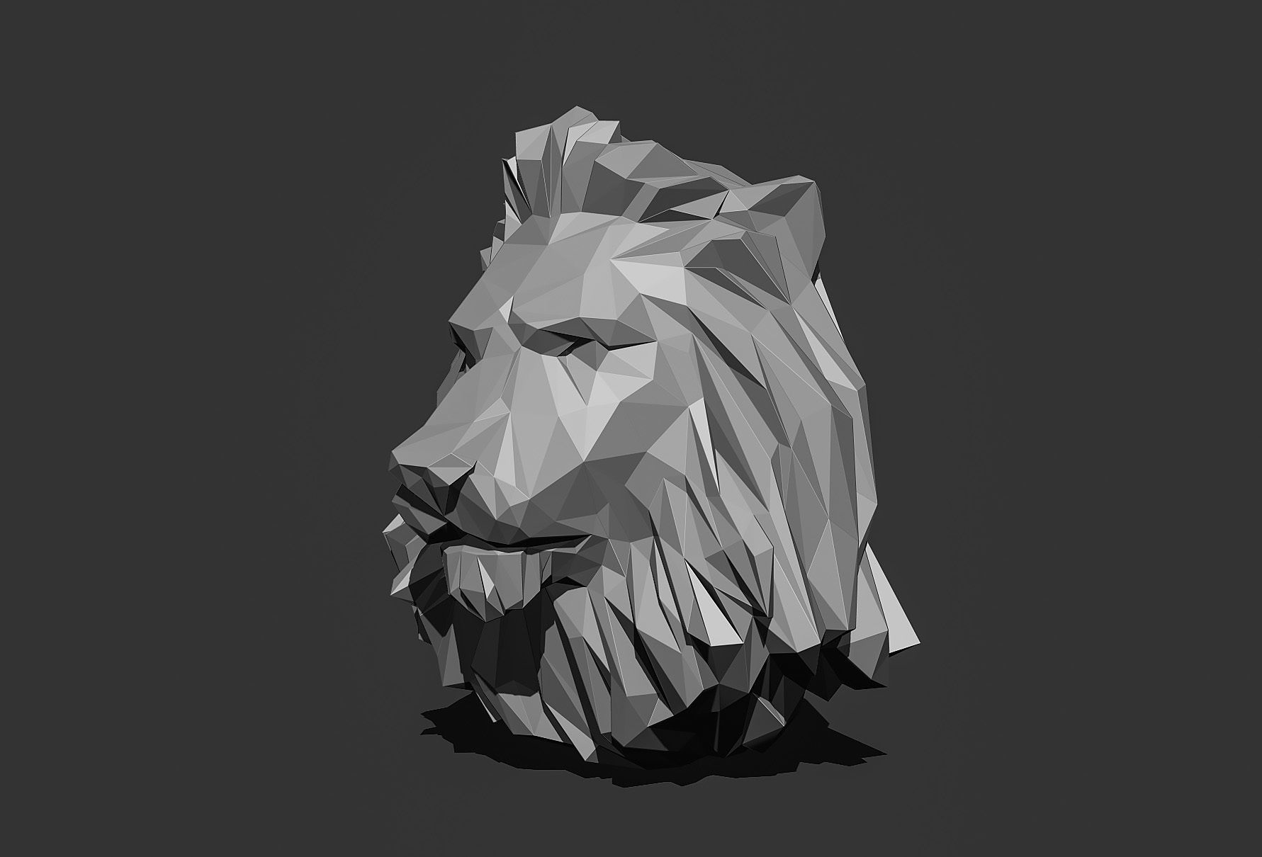 Low poly Lion Head Pendant Papercraft 3D print model_17