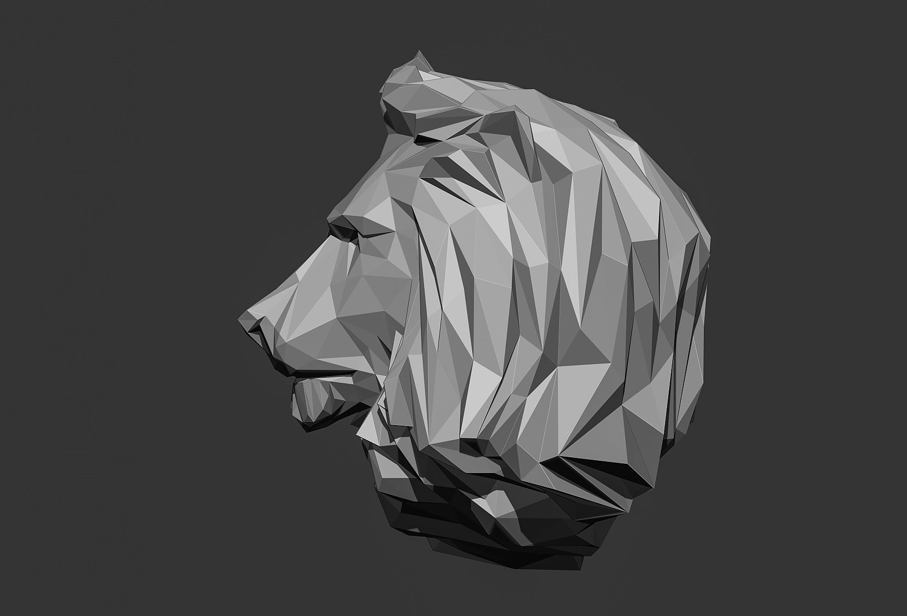 Low poly Lion Head Pendant Papercraft 3D print model_16