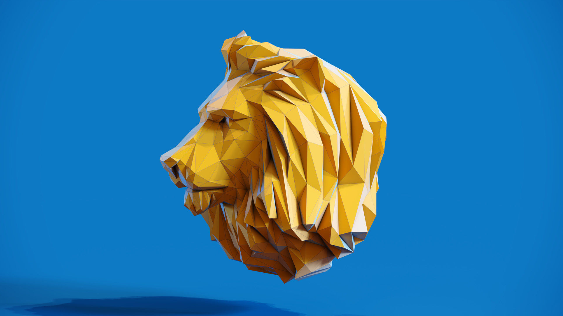 Low poly Lion Head Pendant Papercraft 3D print model_8